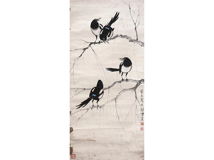 Xu Beihong's Four Happiness Picture Mirror Core