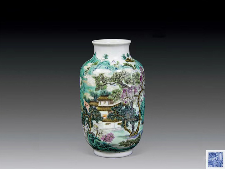 Pink Colored Landscape Poem Lantern Vase