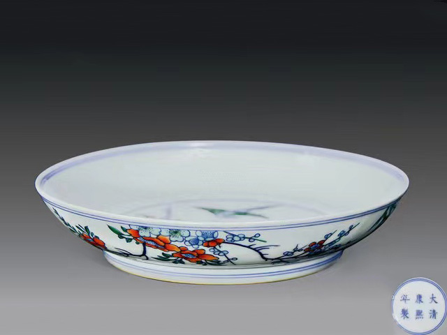 Doucai Magpie Climbing Plum Plate